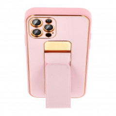 Kryt LEATHER Case Kickstand na Samsung Galaxy A15 5G Růžový