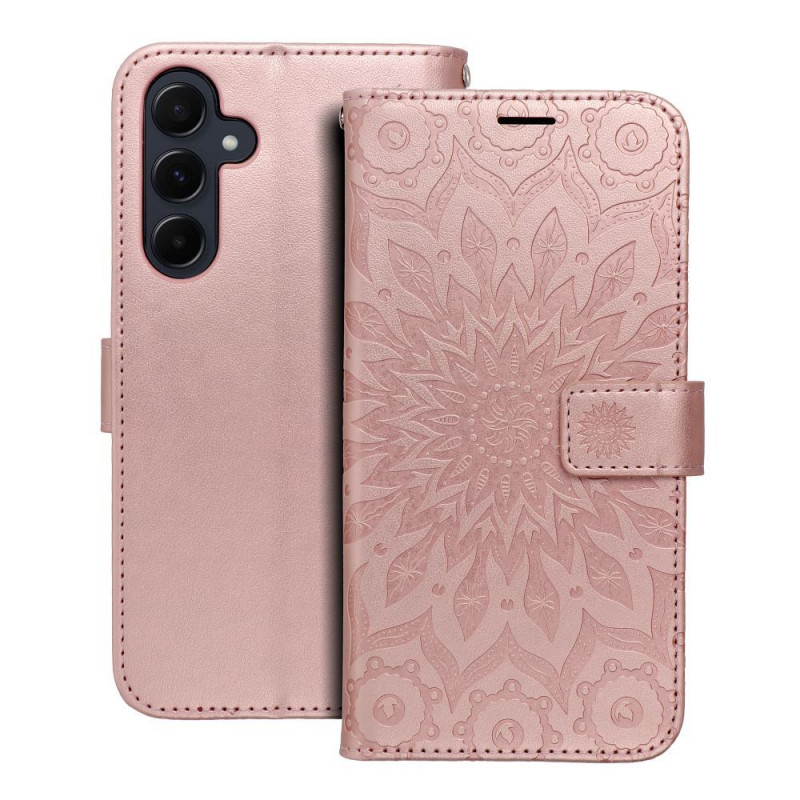 Peněženkové pouzdro MEZZO Book na Samsung Galaxy A55 Mandala  Růžovo-zlatý