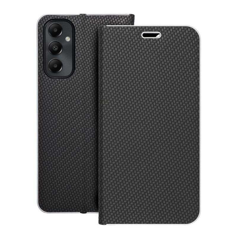 Peněženkové pouzdro LUNA Book Carbon na Samsung Galaxy A05s Uhlíkové vlákno, Elegantní  Černý