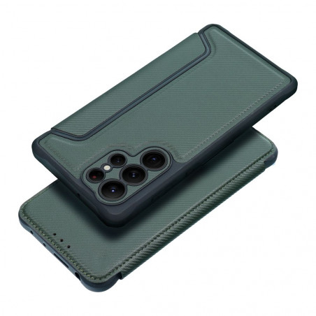 Peněženkové pouzdro Razor Book na Samsung Galaxy A05s Uhlíkové vlákno, Karbonový vzor  Tmavě zelený