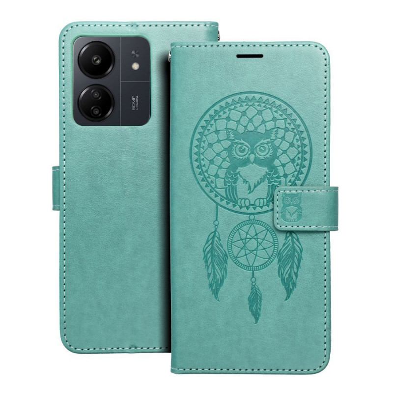 Peněženkové pouzdro MEZZO Book na XIAOMI Redmi 13C Lapač snů  Zelený