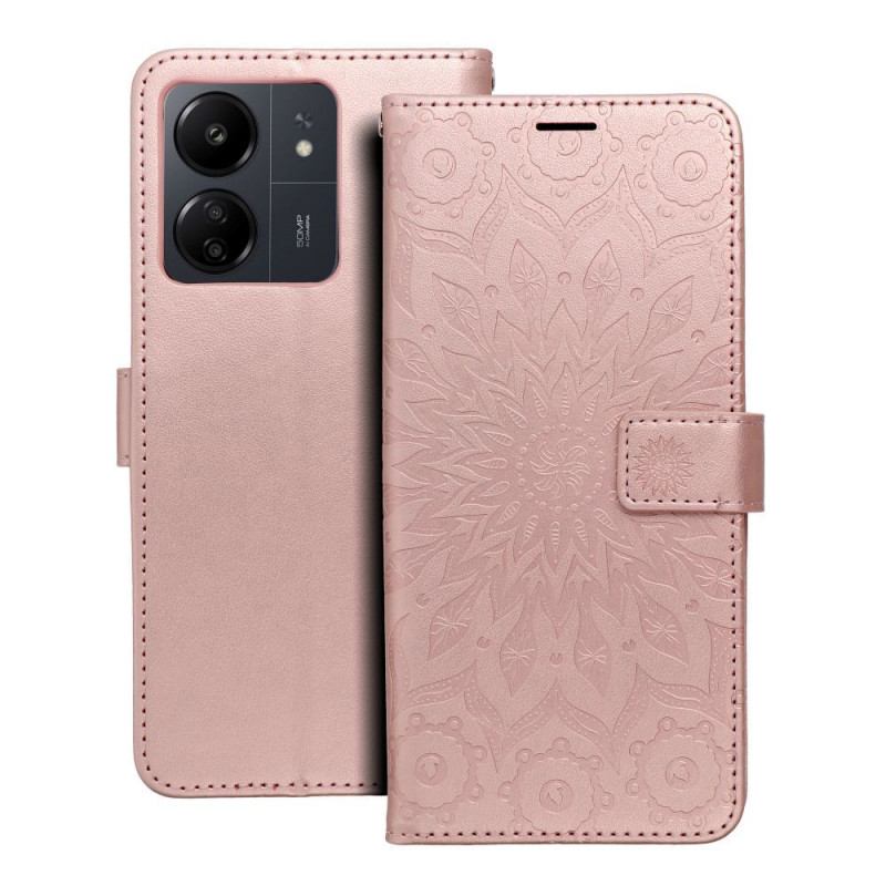 Peněženkové pouzdro MEZZO Book na XIAOMI Redmi 13C Mandala  Růžovo-zlatý