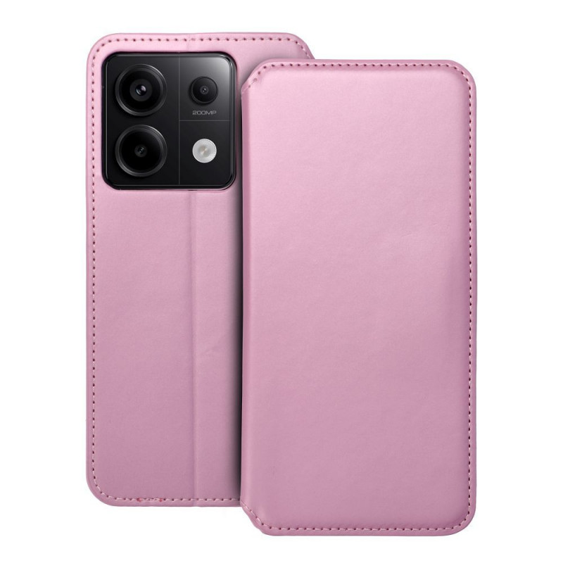 Peněženkové pouzdro Dual Pocket book na XIAOMI Redmi Note 13 Pro 5G Světle růžový