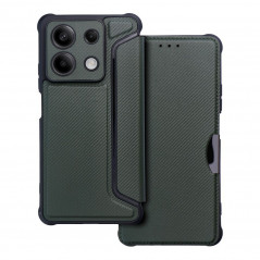 Peněženkové pouzdro Razor Book na XIAOMI Redmi Note 13 5G Uhlíkové vlákno, Karbonový vzor  Tmavě zelený