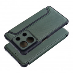 Peněženkové pouzdro Razor Book na XIAOMI Redmi Note 13 5G Uhlíkové vlákno, Karbonový vzor  Tmavě zelený