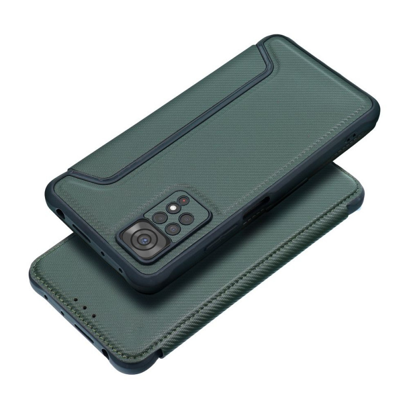 Peněženkové pouzdro Razor Book na XIAOMI Redmi Note 13 Pro Plus 5G Uhlíkové vlákno, Karbonový vzor  Tmavě zelený