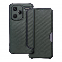 Peněženkové pouzdro Razor Book na XIAOMI Redmi Note 13 Pro Plus 5G Uhlíkové vlákno, Karbonový vzor  Tmavě zelený