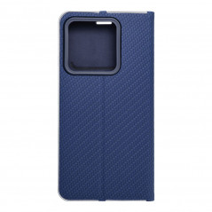 Peněženkové pouzdro LUNA Book Carbon na XIAOMI 14 Uhlíkové vlákno, Elegantní  Modrý