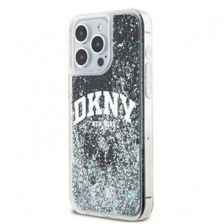 Kryt DKNY Liquid Glitters Arch Logo na Apple iPhone 13 Pro Max Černý