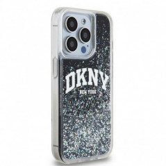 Kryt DKNY Liquid Glitters Arch Logo na Apple iPhone 14 Pro Černý