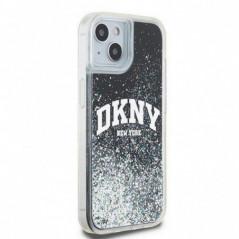 Kryt DKNY Liquid Glitters Arch Logo na Apple iPhone 15 Černý