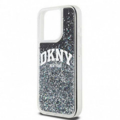 Kryt DKNY Liquid Glitters Arch Logo na Apple iPhone 15 Pro Černý
