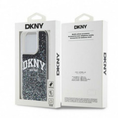 Kryt DKNY Liquid Glitters Arch Logo na Apple iPhone 15 Pro Černý