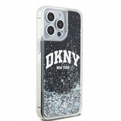 Kryt DKNY Liquid Glitters Arch Logo na Apple iPhone 15 Pro Max Černý