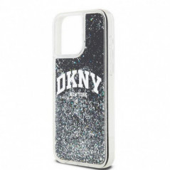 Kryt DKNY Liquid Glitters Arch Logo na Apple iPhone 15 Pro Max Černý