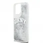 Kryt DKNY Liquid Glitters Arch Logo na Apple iPhone 15 Pro Bílý