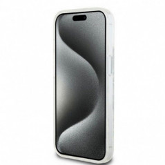 Kryt DKNY Liquid Glitters Checkered Pattern na Apple iPhone 15 Bílý