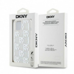 Kryt DKNY Liquid Glitters Checkered Pattern na Apple iPhone 15 Bílý