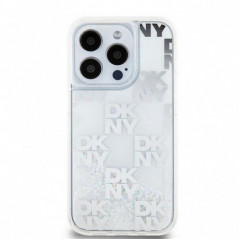 Kryt DKNY Liquid Glitters Checkered Pattern na Apple iPhone 15 Pro Bílý