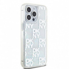 Kryt DKNY Liquid Glitters Checkered Pattern na Apple iPhone 15 Pro Max Bílý