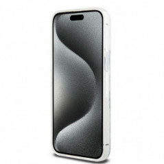Kryt DKNY Liquid Glitters Checkered Pattern na Apple iPhone 15 Pro Max Bílý