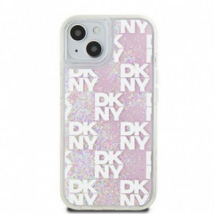 Kryt DKNY Liquid Glitters Checkered Pattern na Apple iPhone 15 Růžový