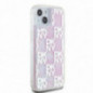Kryt DKNY Liquid Glitters Checkered Pattern na Apple iPhone 15 Růžový