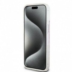 Kryt DKNY Liquid Glitters Checkered Pattern na Apple iPhone 15 Růžový