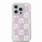 Kryt DKNY Liquid Glitters Checkered Pattern na Apple iPhone 15 Pro Růžový