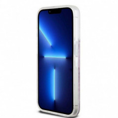 Kryt DKNY Liquid Glitters Checkered Pattern na Apple iPhone 15 Pro Růžový