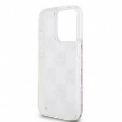 Kryt DKNY Liquid Glitters Checkered Pattern na Apple iPhone 15 Pro Růžový