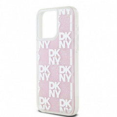 Kryt DKNY Liquid Glitters Checkered Pattern na Apple iPhone 15 Pro Max Růžový