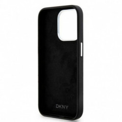 Kryt DKNY Silicone Horizontal Metal Logo na Apple iPhone 14 Pro MagSAFE  Černý