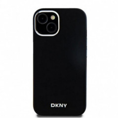 Kryt DKNY Silicone Horizontal Metal Logo na Apple iPhone 15 MagSAFE  Černý