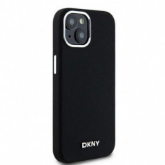 Kryt DKNY Silicone Horizontal Metal Logo na Apple iPhone 15 MagSAFE  Černý