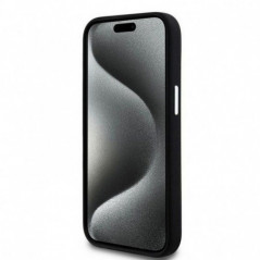 Kryt DKNY Silicone Horizontal Metal Logo na Apple iPhone 15 MagSAFE  Černý