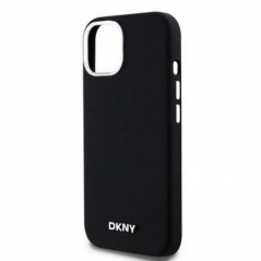 Kryt DKNY Silicone Horizontal Metal Logo na Apple iPhone 15 MagSAFE  Černý