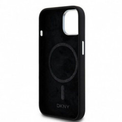Kryt DKNY Silicone Horizontal Metal Logo na Apple iPhone 15 MagSAFE  Černý