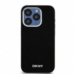 Kryt DKNY Silicone Horizontal Metal Logo na Apple iPhone 15 Pro MagSAFE  Černý