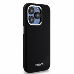 Kryt DKNY Silicone Horizontal Metal Logo na Apple iPhone 15 Pro MagSAFE  Černý