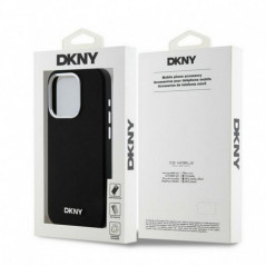 Kryt DKNY Silicone Horizontal Metal Logo na Apple iPhone 15 Pro MagSAFE  Černý