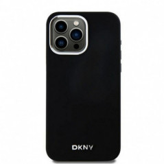 Kryt DKNY Silicone Horizontal Metal Logo na Apple iPhone 15 Pro Max MagSAFE  Černý