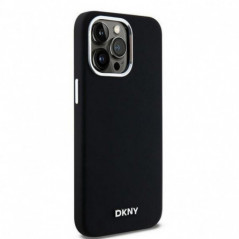 Kryt DKNY Silicone Horizontal Metal Logo na Apple iPhone 15 Pro Max MagSAFE  Černý