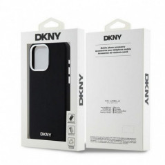 Kryt DKNY Silicone Horizontal Metal Logo na Apple iPhone 15 Pro Max MagSAFE  Černý