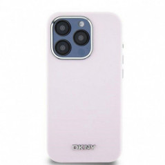Kryt DKNY Silicone Horizontal Metal Logo na Apple iPhone 14 Pro MagSAFE  Růžový