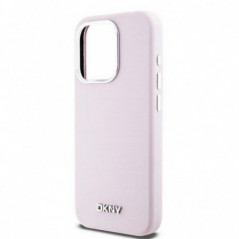 Kryt DKNY Silicone Horizontal Metal Logo na Apple iPhone 14 Pro MagSAFE  Růžový