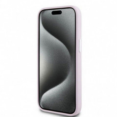 Kryt DKNY Silicone Horizontal Metal Logo na Apple iPhone 15 Plus MagSAFE  Růžový
