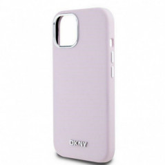 Kryt DKNY Silicone Horizontal Metal Logo na Apple iPhone 15 Plus MagSAFE  Růžový