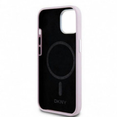 Kryt DKNY Silicone Horizontal Metal Logo na Apple iPhone 15 Plus MagSAFE  Růžový