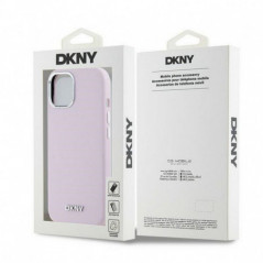Kryt DKNY Silicone Horizontal Metal Logo na Apple iPhone 15 Plus MagSAFE  Růžový